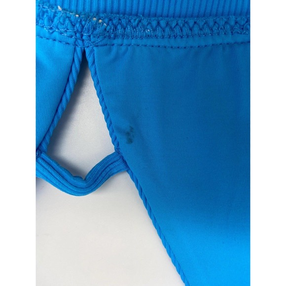 Becca Bikini Top Women's Sz M Bra Swimwear Ribbed Blue Removable Pads NWT - Picture 5 of 10